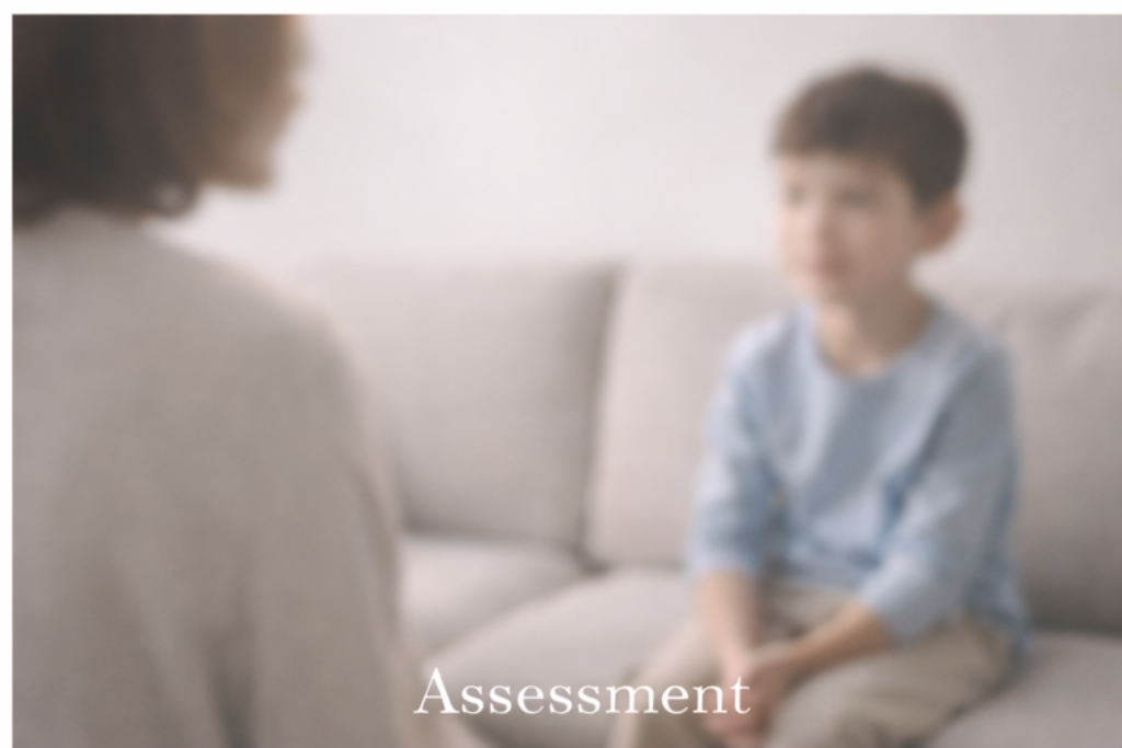 services-02 A therapist and client in a contemporary office discussing therapy issues.